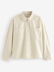 Sage Green and White Stripe Cotton Shacket - Image 4 of 5