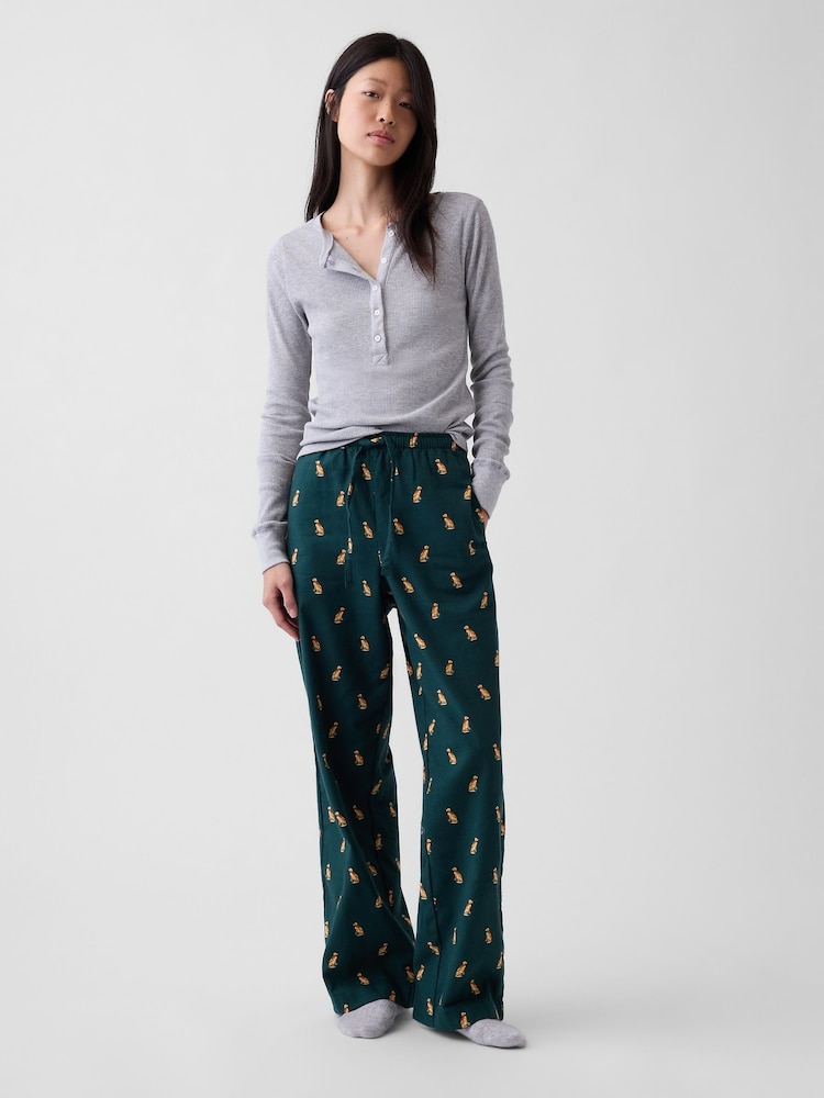 Gap Green Dog Print Flannel Pyjama Bottoms - Image 2 of 5 Gap Green Dog Print Flannel Pyjama Bottoms - Image 2 of 5