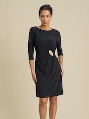 Gina Bacconi Black Tamaryn Gold Detail Dress - Image 1 of 5