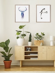 Brookpace Lascelles Grey Watercolour Seagull Artwork In Wood Frame - Image 1 of 2
