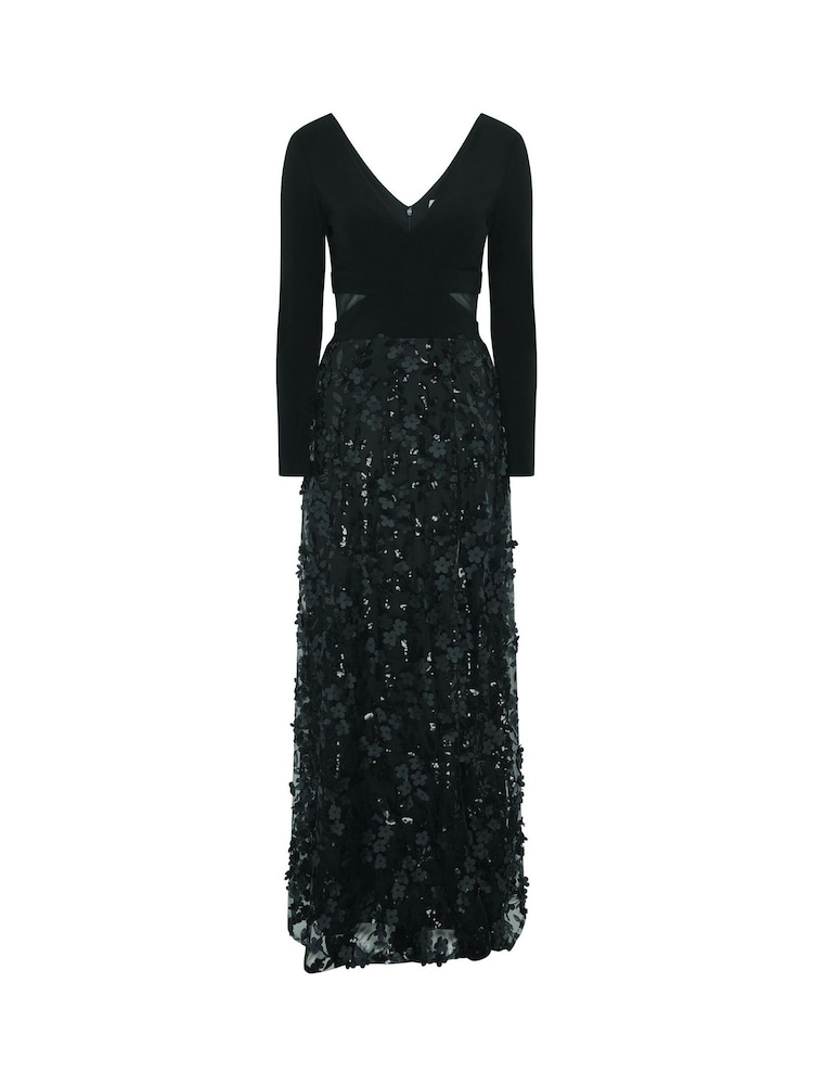 Gina Bacconi Black Shauna 3D Embroidery Maxi Dress - Image 6 of 6 Gina Bacconi Black Shauna 3D Embroidery Maxi Dress - Image 6 of 6
