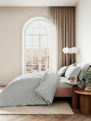 Bedeck of Belfast Silver 400 Thread Count Cotton Sateen Duvet Cover and Pillowcase Set - Image 1 of 2