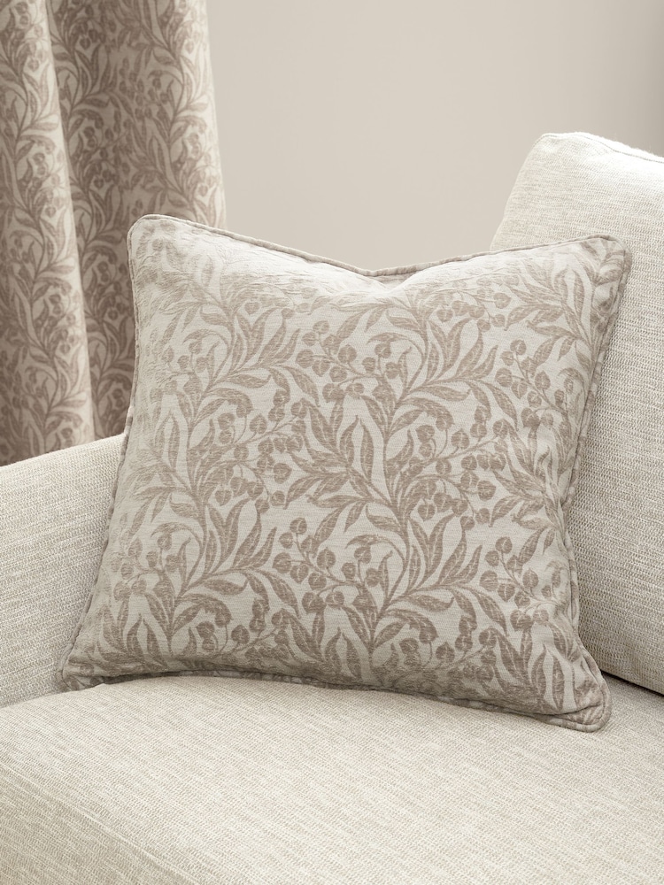 Bianca Natural Chenille Leaves Cushion - Image 1 of 2 Bianca Natural Chenille Leaves Cushion - Image 1 of 2