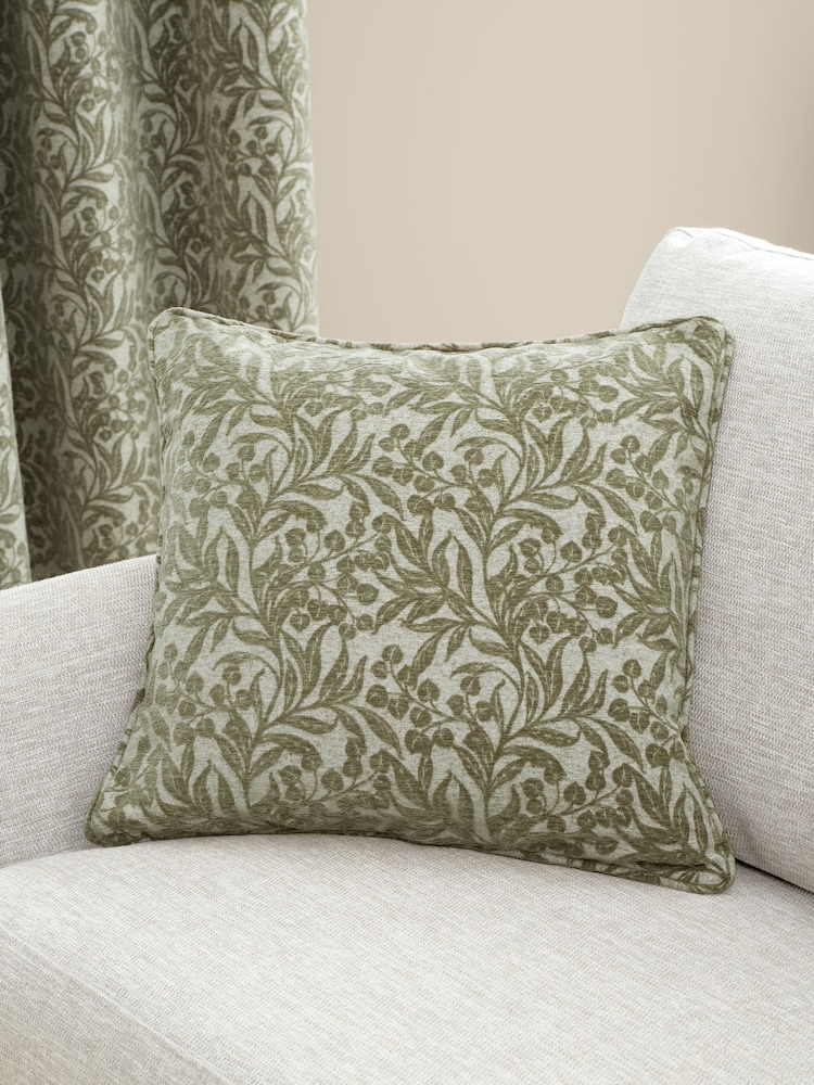 Bianca Green Chenille Leaves Cushion - Image 1 of 2 Bianca Green Chenille Leaves Cushion - Image 1 of 2