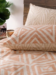 furn. Terracotta Orange Tanza Global Geometric Reversible Duvet Cover and Pillowcase Set - Image 2 of 3