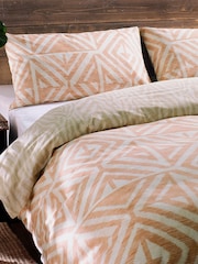 furn. Terracotta Orange Tanza Global Geometric Reversible Duvet Cover and Pillowcase Set - Image 3 of 3