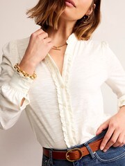 Boden Cream Caroline Jersey Shirt - Image 4 of 5