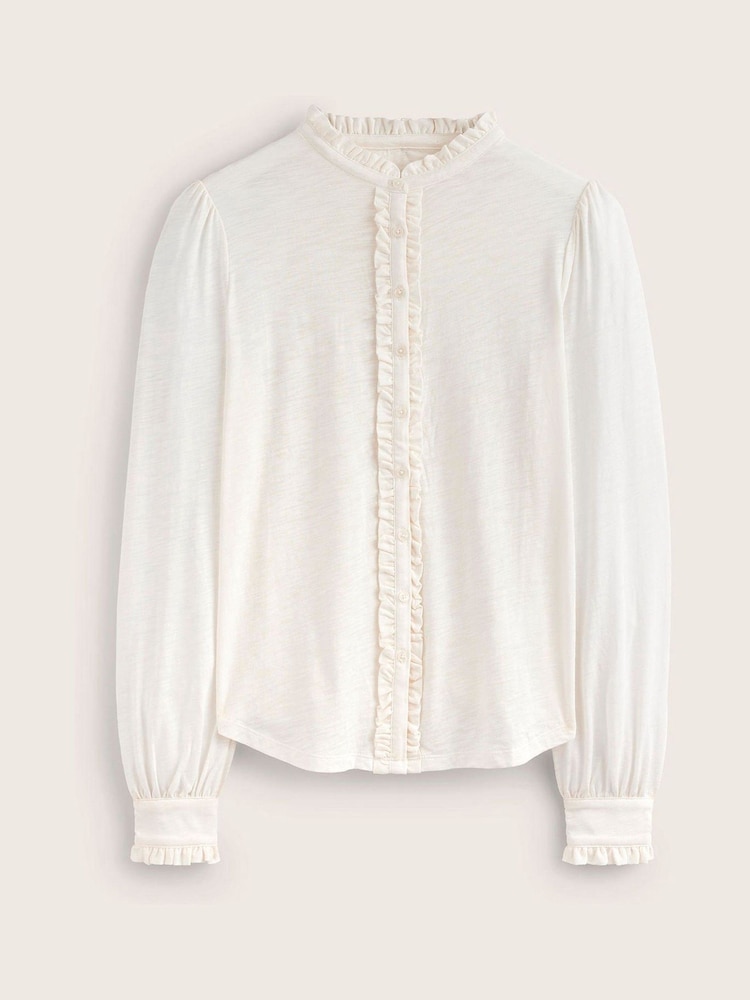Boden Cream Caroline Jersey Shirt - Image 5 of 5