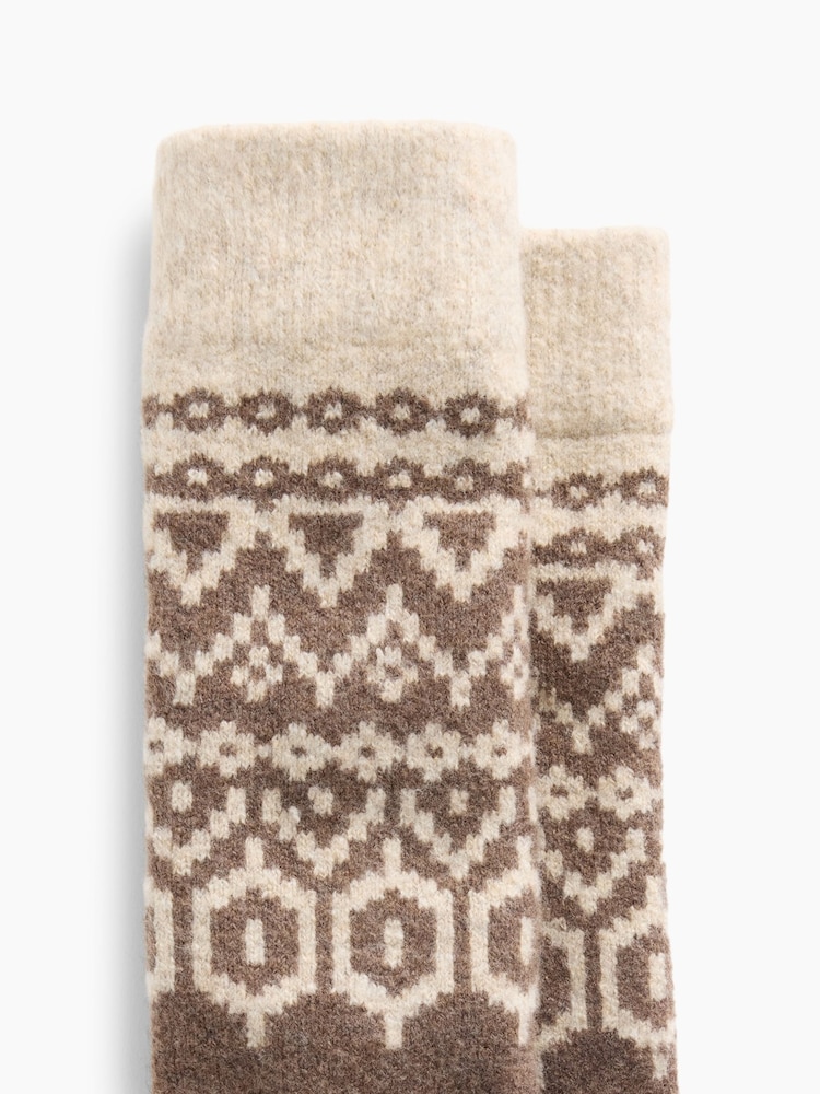Gap Brown Fair Isle CashSoft Crew Socks - Image 2 of 2 Gap Brown Fair Isle CashSoft Crew Socks - Image 2 of 2