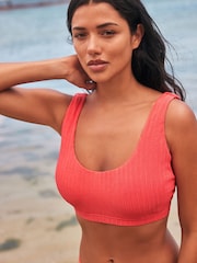 Coral Pink Rib DD+ Wired Crop Bikini Top - Image 1 of 7