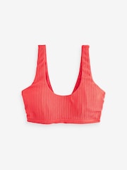 Coral Pink Rib DD+ Wired Crop Bikini Top - Image 6 of 7