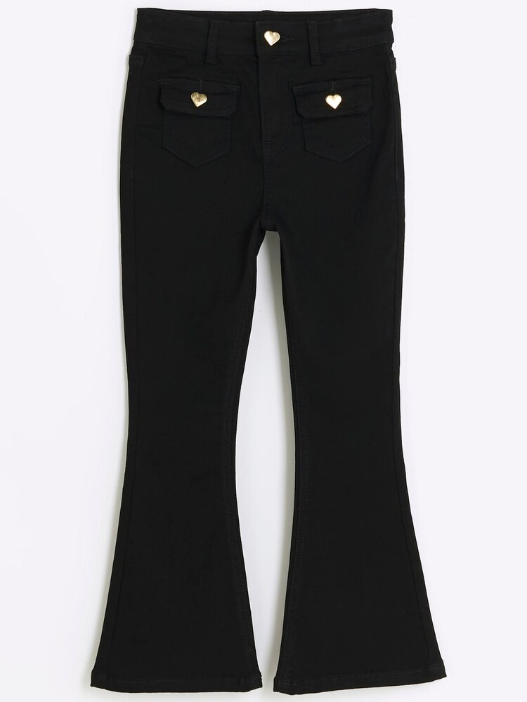 River Island Black Girls Pocket Front Flare Jeans - Image 1 of 3 River Island Black Girls Pocket Front Flare Jeans - Image 1 of 3