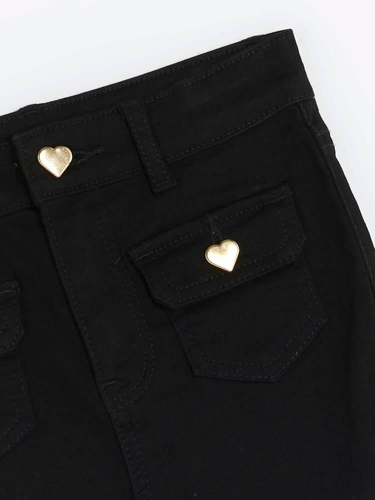 River Island Black Girls Pocket Front Flare Jeans - Image 2 of 3