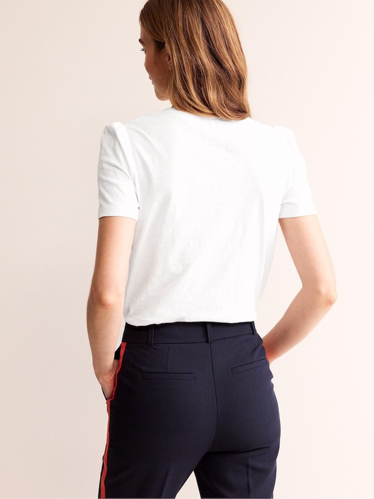 Boden White 100% Cotton Puff Sleeve T-Shirt - Image 2 of 6