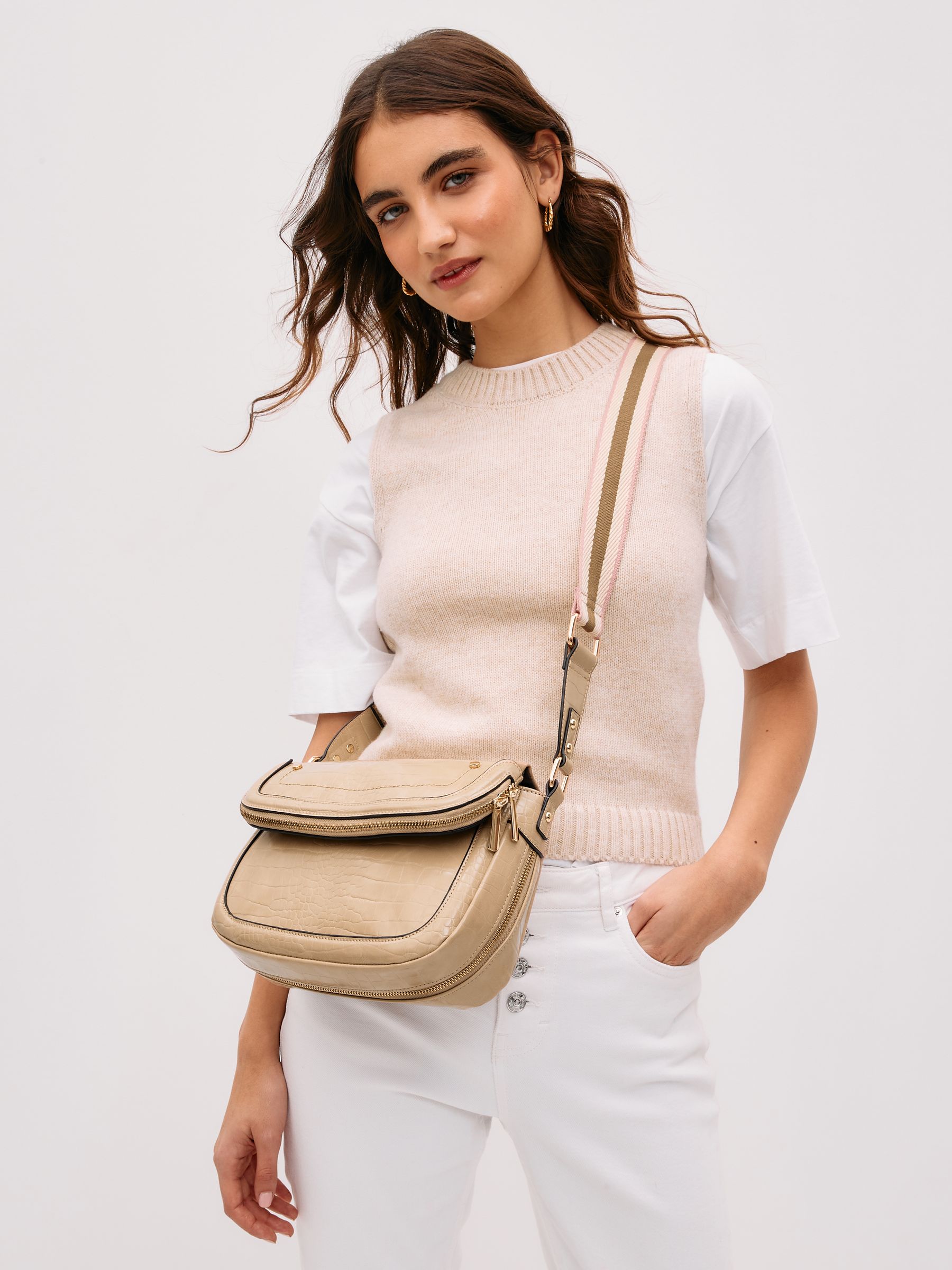 Buy Bone Cream Webbing Strap Saddle Bag from Next Germany