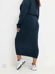 Yours Curve Blue Limited Knitted Maxi Skirt - Image 3 of 6