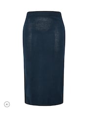 Yours Curve Blue Limited Knitted Maxi Skirt - Image 4 of 6
