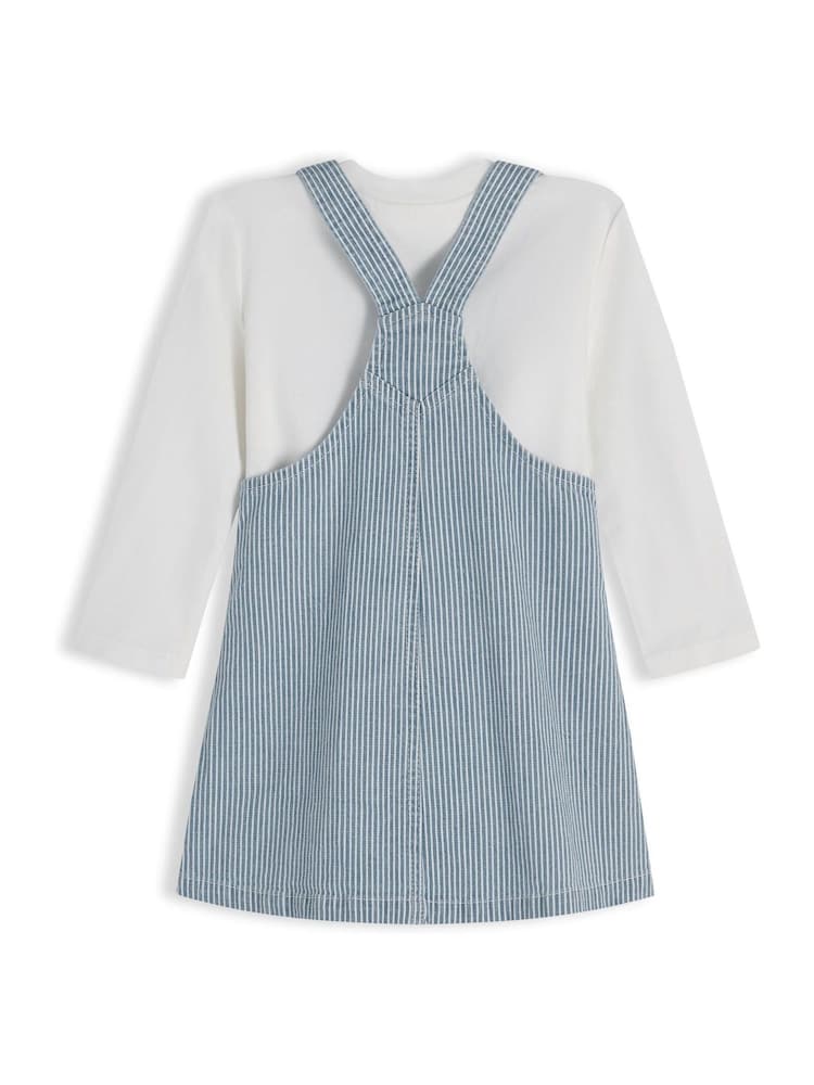 Tommy Hilfiger Blue Denim Stripe Dungaree Dress And T-Shirt Set - Image 2 of 3 Tommy Hilfiger Blue Denim Stripe Dungaree Dress And T-Shirt Set - Image 2 of 3