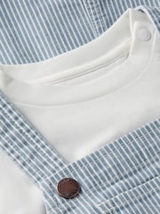 Tommy Hilfiger Blue Denim Stripe Dungaree Dress And T-Shirt Set - Image 3 of 3