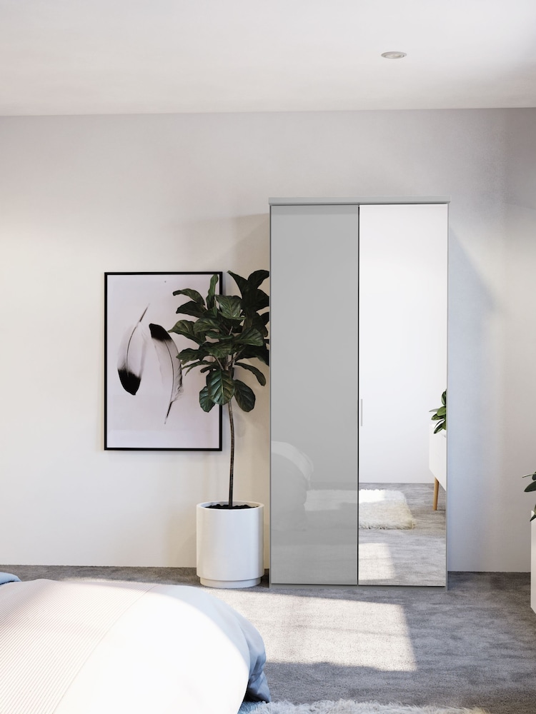Wiemann Peyton Grey Glass and Mirror Semi Fitted Double Wardrobe - Image 1 of 6