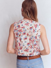 Boden Cream Andrea Linen Shell Top - Image 2 of 6