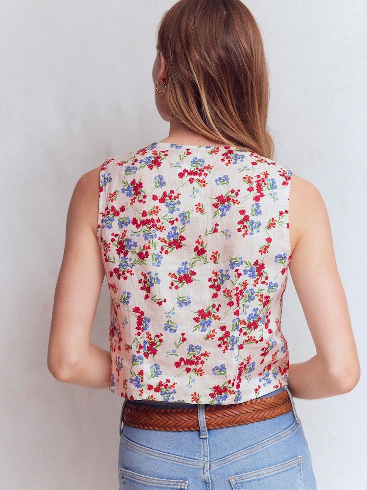 Boden Cream Andrea Linen Shell Top - Image 2 of 6