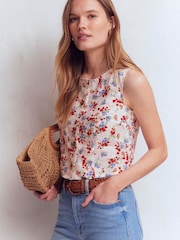 Boden Cream Andrea Linen Shell Top - Image 3 of 6