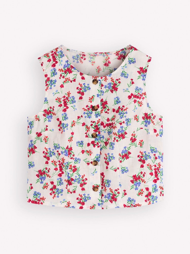 Boden Cream Andrea Linen Shell Top - Image 6 of 6