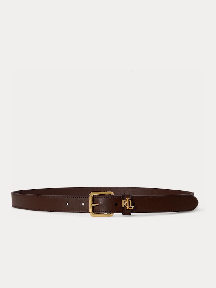 Lauren Ralph Lauren Brown Natural Smooth Leather Logo Kepper 25 Belt - Image 1 of 2