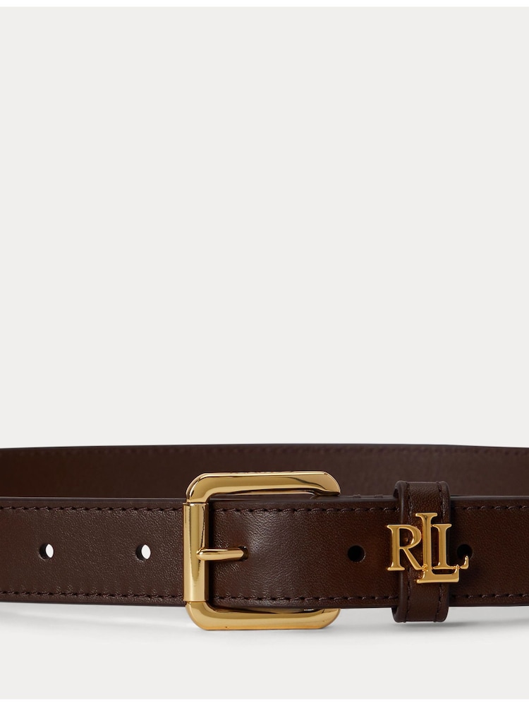 Lauren Ralph Lauren Brown Natural Smooth Leather Logo Kepper 25 Belt - Image 2 of 2