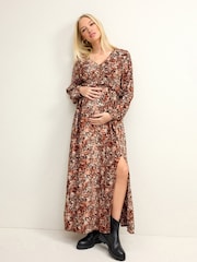 Animal Print Maternity Maxi Dress - Image 1 of 7