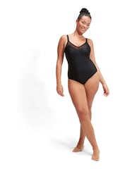 Черный - Speedo Женский моделирующий 1 Pieces купальник с сетчатой отделкой - Изображение 5 из 14