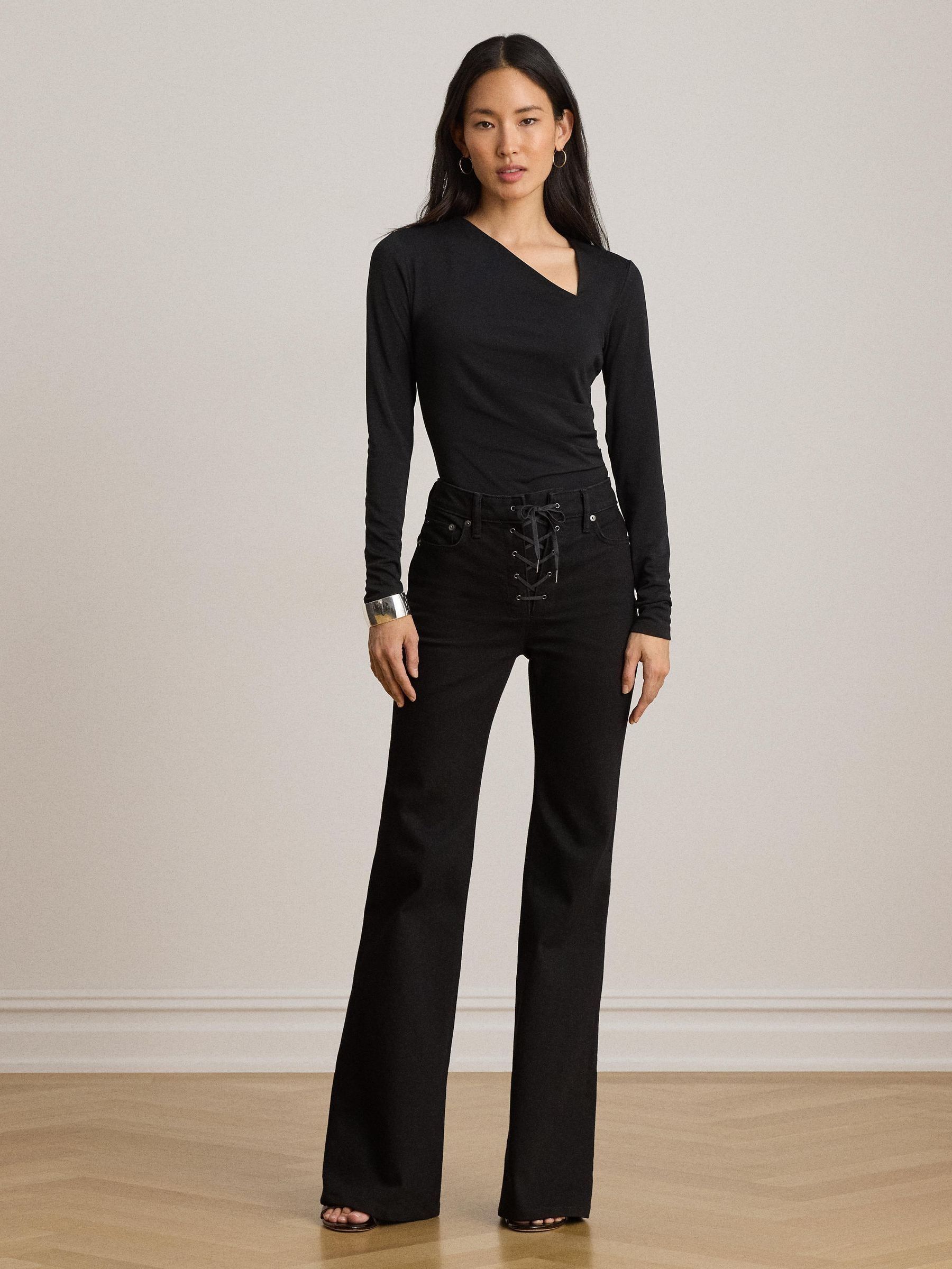 Buy Lauren Ralph Lauren Black Str Matte Jersey-R-Knt-Pullover from
