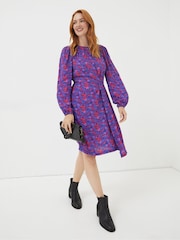 FatFace Purple Annie Painterly Floral Dress - Image 3 of 5