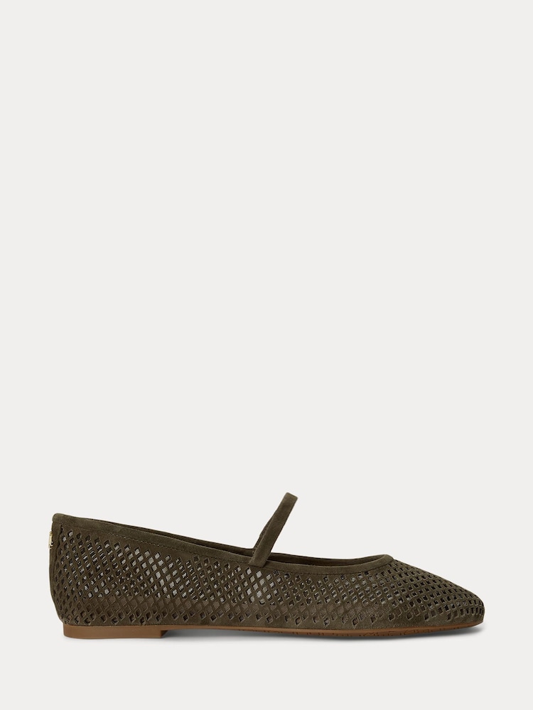 Lauren Ralph Lauren Green Jayna Perforated Suede Mary Jane Ballet Flats - Image 1 of 4 Lauren Ralph Lauren Green Jayna Perforated Suede Mary Jane Ballet Flats - Image 1 of 4