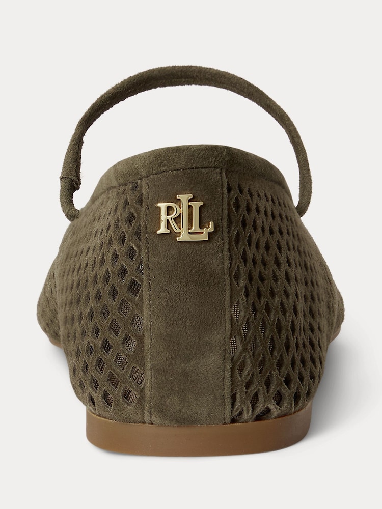 Lauren Ralph Lauren Green Jayna Perforated Suede Mary Jane Ballet Flats - Image 4 of 4 Lauren Ralph Lauren Green Jayna Perforated Suede Mary Jane Ballet Flats - Image 4 of 4
