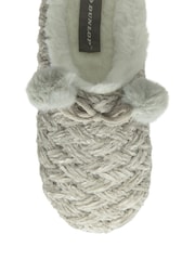 Dunlop Grey Ladies Knitted Closed Toe Mule Slippers - Image 4 of 4