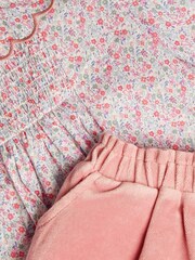 Monsoon Baby Pink Bird Blouse and Velour Shorts Set - Image 4 of 4