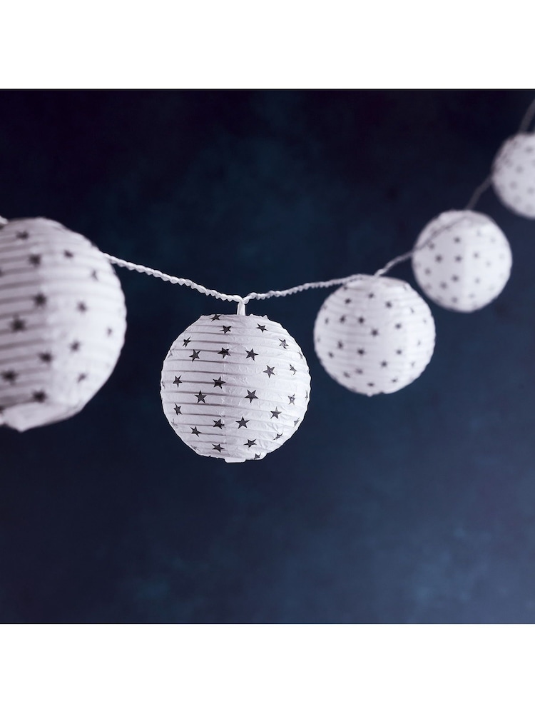 Lights4fun White 10 Star Paper Lantern Children's Fairy Lights - Image 2 of 2