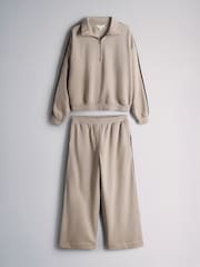 The Set Funnel Neck Sweat with Straight Leg Joggers Co-Ord Set Beige - Image 1 of 5