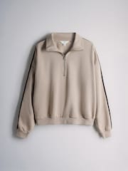 The Set Funnel Neck Sweat with Straight Leg Joggers Co-Ord Set Beige - Image 2 of 5