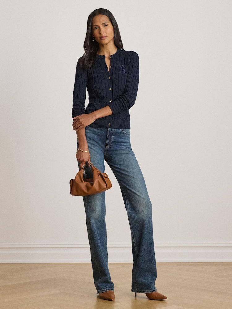 Lauren Ralph Lauren Blue Br Rayon Pltd Ctn-Sweater-Cardigan - Image 2 of 9