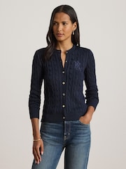 Lauren Ralph Lauren Blue Br Rayon Pltd Ctn-Sweater-Cardigan - Image 3 of 9