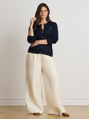 Lauren Ralph Lauren Blue Br Rayon Pltd Ctn-Sweater-Cardigan - Image 4 of 9