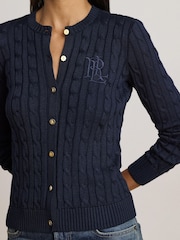 Lauren Ralph Lauren Blue Br Rayon Pltd Ctn-Sweater-Cardigan - Image 7 of 9