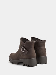 Yours Curve Brown Wide Fit Buckle Detail Low Wedge Boots - Image 3 of 5