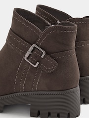 Yours Curve Brown Wide Fit Buckle Detail Low Wedge Boots - Image 5 of 5