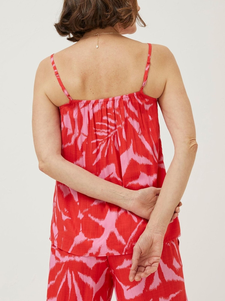 FatFace Red Kyra Ikat Leaves Top - Image 2 of 4