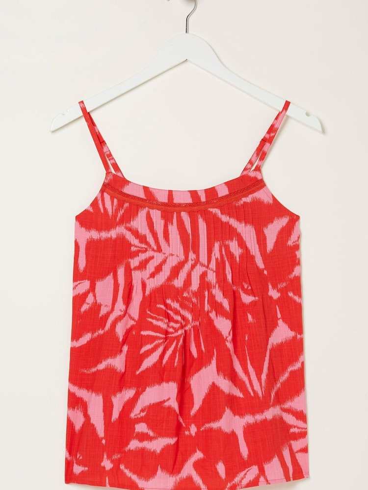 FatFace Red Kyra Ikat Leaves Top - Image 4 of 4