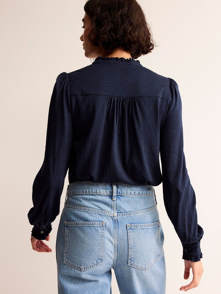 Boden Blue Caroline Jersey Shirt - Image 2 of 5 Boden Blue Caroline Jersey Shirt - Image 2 of 5